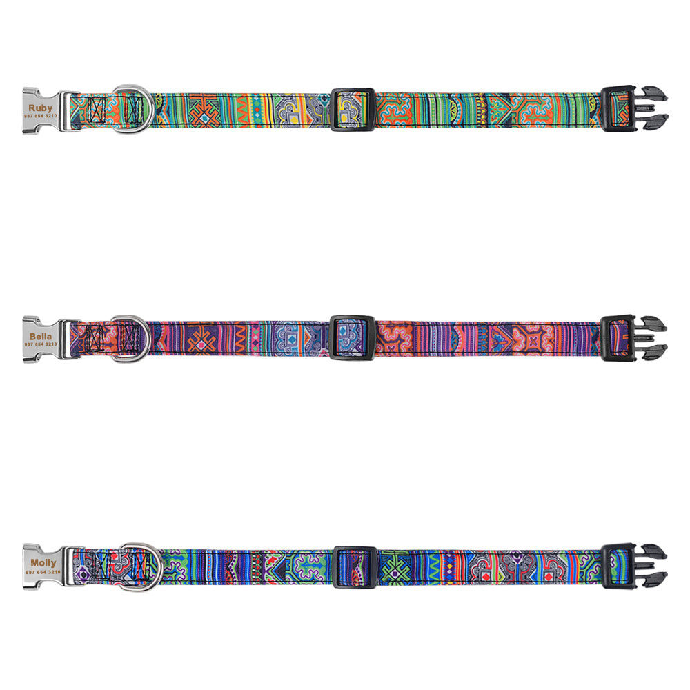 Adjustable Nylon Custom Dog Collar Free Engraved Name ID Tag