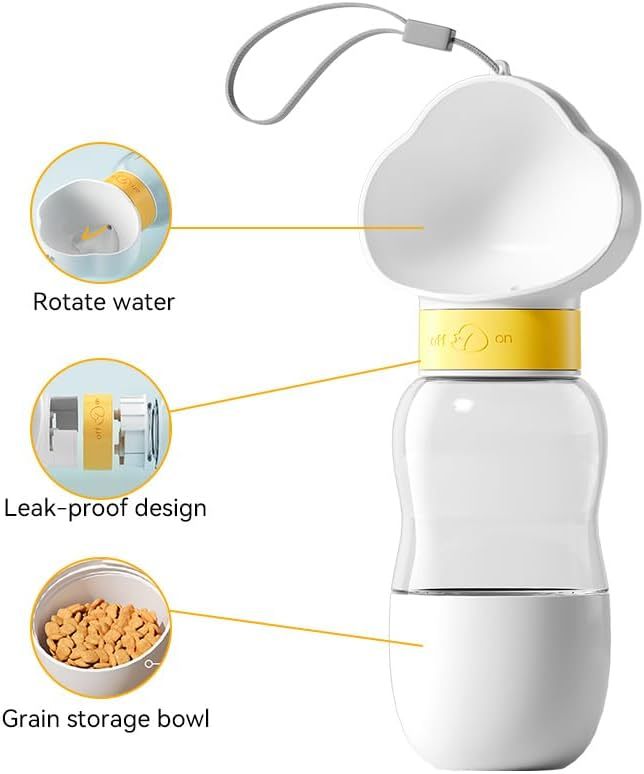 Portable Dog Water Bottle With Food Bowl Small Pet Food Container