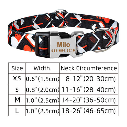 Adjustable Nylon Custom Dog Collar Free Engraved Name ID Tag