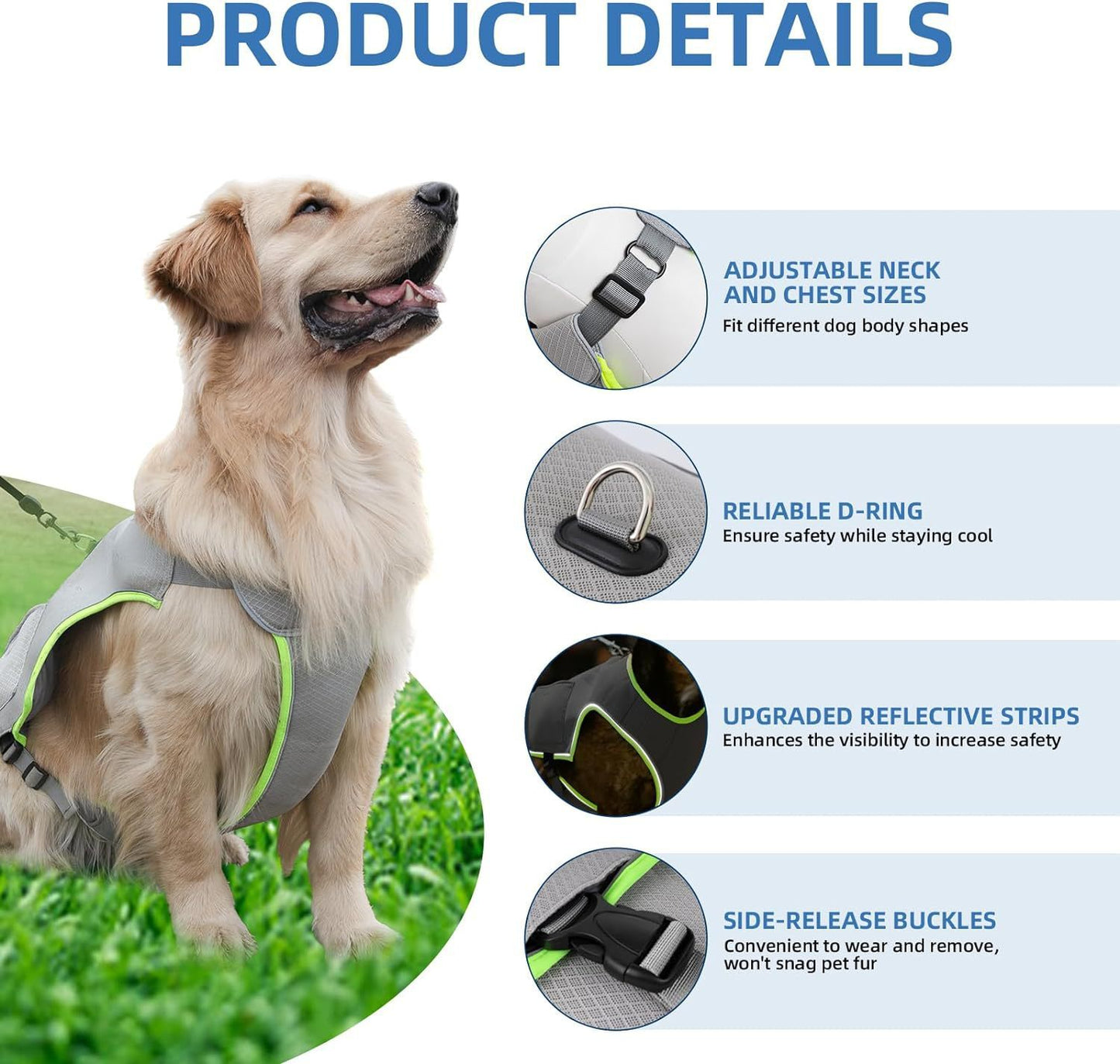 Cross-border Amazon Doggy Gray Cooling Vest Ice Pack Cooling Vest Summer Pet Special Adjustable