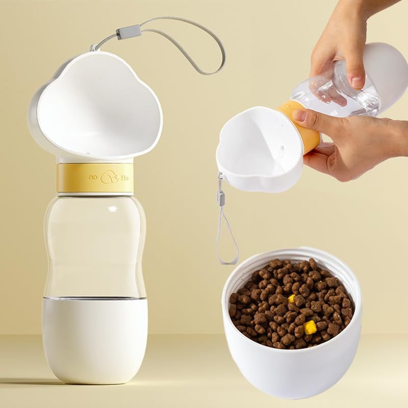 Portable Dog Water Bottle With Food Bowl Small Pet Food Container