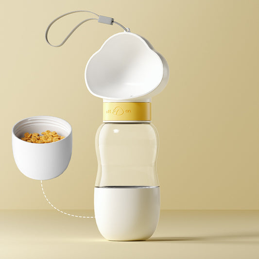Portable Dog Water Bottle With Food Bowl Small Pet Food Container