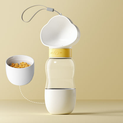 Portable Dog Water Bottle With Food Bowl Small Pet Food Container