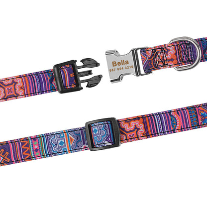 Adjustable Nylon Custom Dog Collar Free Engraved Name ID Tag