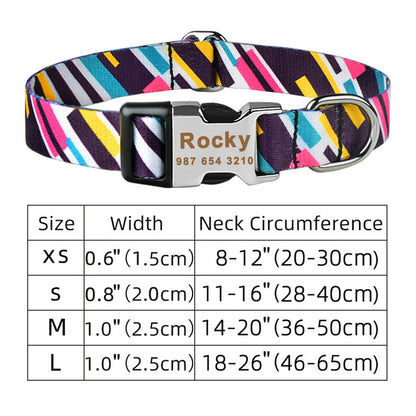 Adjustable Nylon Custom Dog Collar Free Engraved Name ID Tag