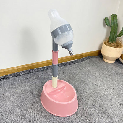 Automatic Pet Water Dispenser Stand Feeder Bowl Adjusting Height Water Bottle