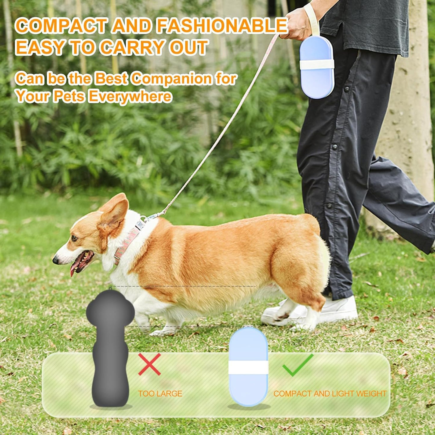 Dog Water Bottle Dog Bowl 2-in-1 Food Container Large Enough For Dog